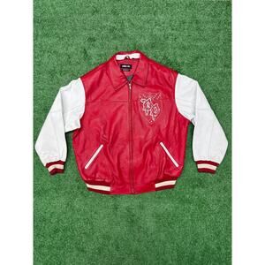 Pelle Pelle Leather Jacket Red White SZ 54 USXL